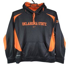 Men's Nike Oklahoma State Therma-Fit Hoodie Sweatshirt Black & Orange OSU L